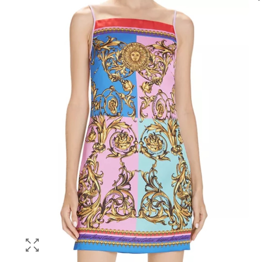 Versace Pink and Blue Sheath Mini Dress